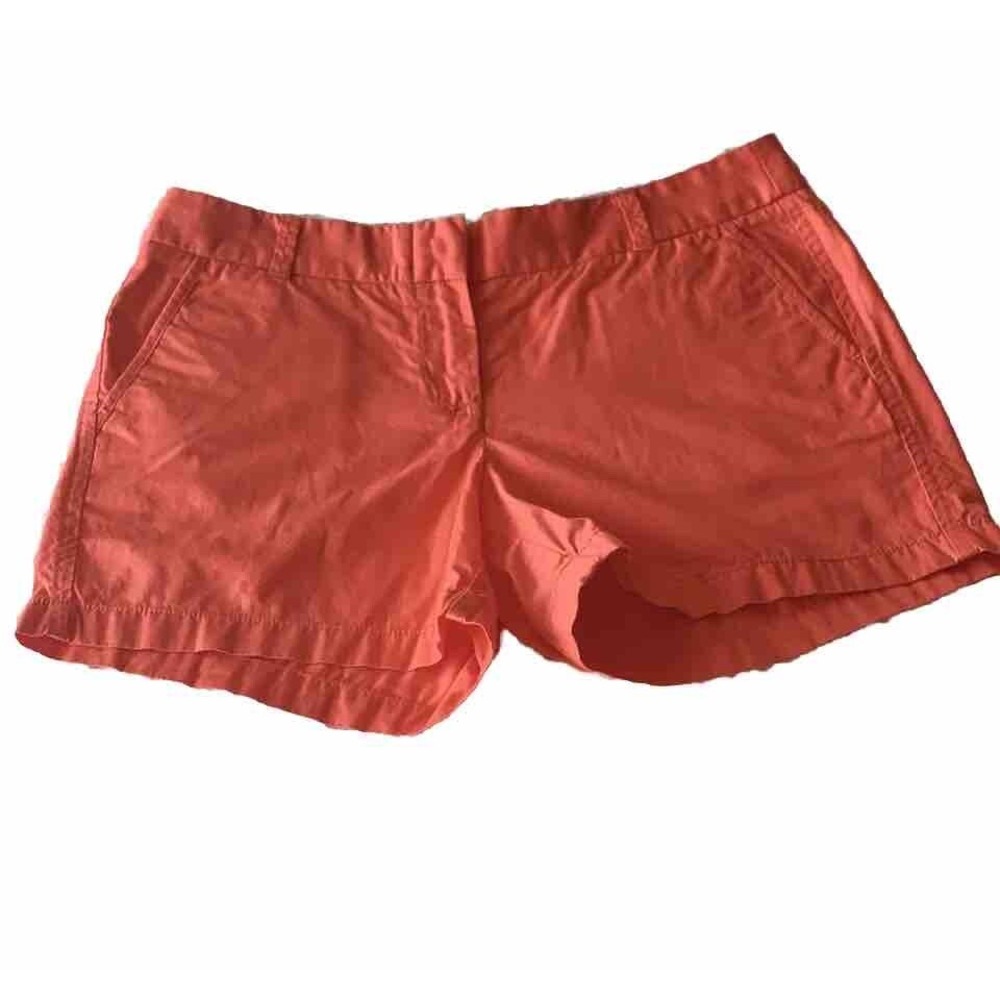 J.Crew Chino Broken-In Shorts Women 10 Coral Orange Cotton MidRise Preppy Summer